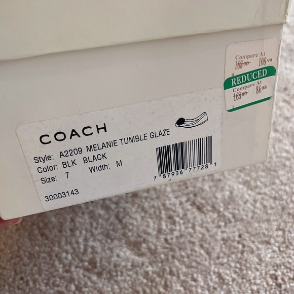 Coach 'Melanie' Women’s Black Leather Jeweled/Beaded Ballet Flats Size: 7 NWB - Picture 6 of 6